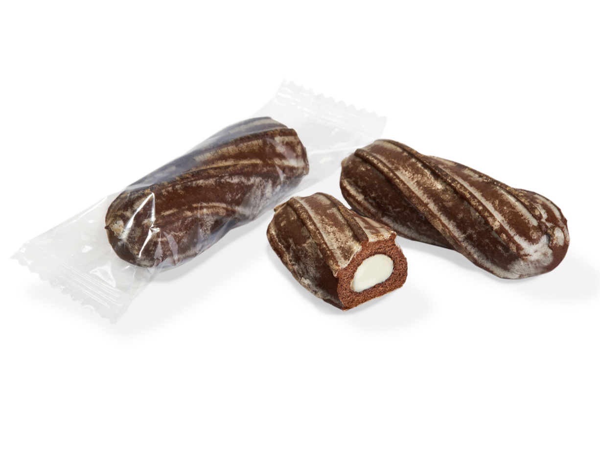 Пряники заварные шоколадные с начинкой глазированные "Со сливками" фото